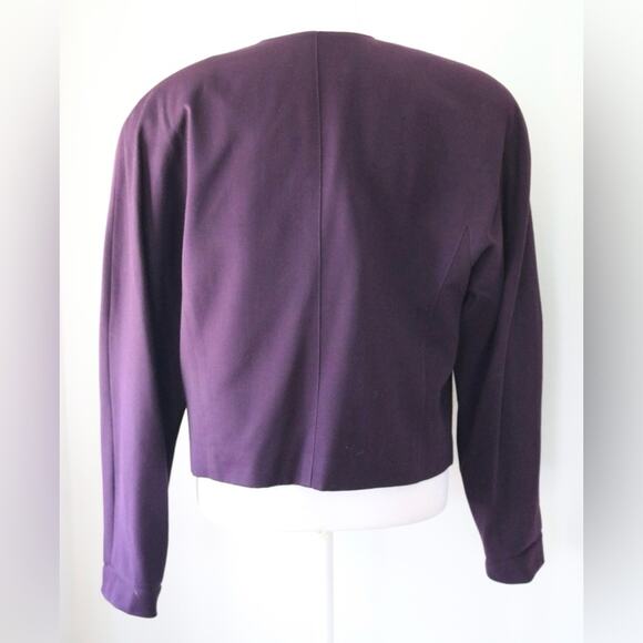 Vintage ‘90s Paul Stanley 100% Pure Wool Purple Single Breasted Blazer - Picture 6 of 9